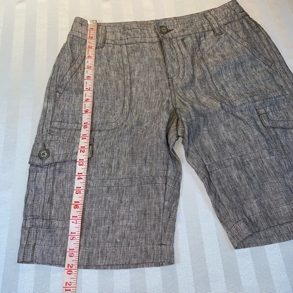 CAbi 100% Linen Bermuda Shorts Sz 4 Brown Like New - Picture 3 of 11